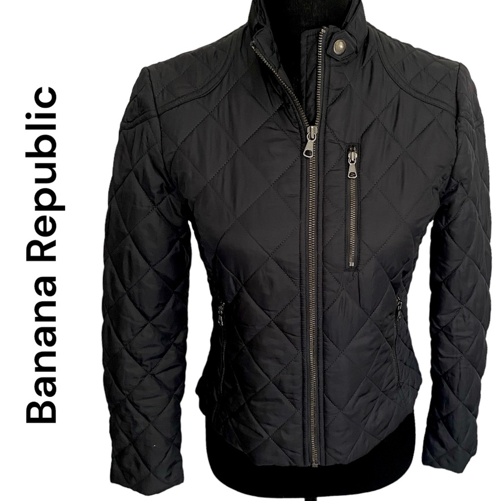 BANANA REPUBLIC Biker Styled Puffer Coat, Size Petite XS